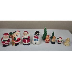 Vintage Gurly Halo Christmas Candle Lot 10 Santa Snowman Angel Tree Choir